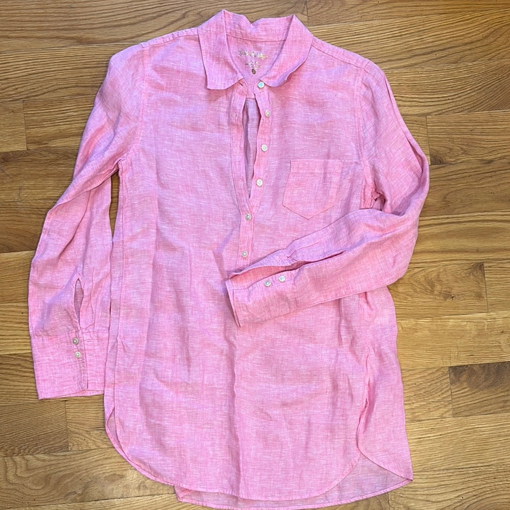 Lilly Pulitzer Pink Blouse Relaxed Fit Lightweight